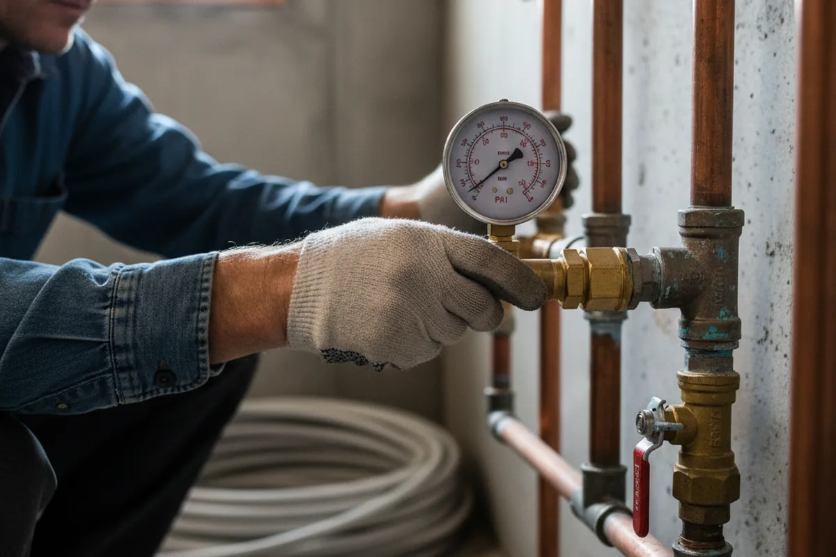 Pressure testing a repaired line during Water Line Repair in Winlock